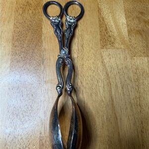 Antique Sherwin Sterling Silver Sugar Tongs Victorian Floral Scissor Style